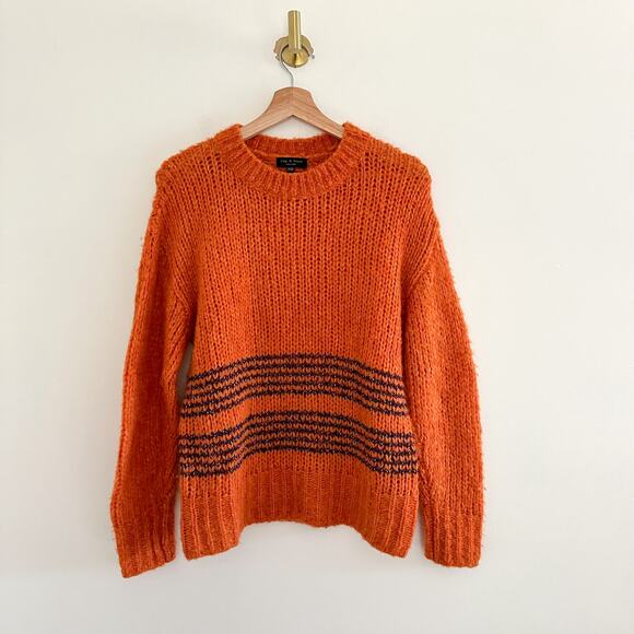 rag & bone Sweaters - Rag & Bone Merino Wool Knit Crew Neck Pullover Sweater Orange XXS